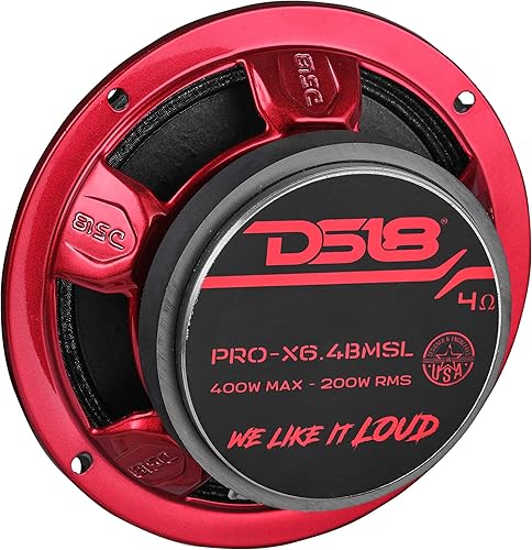 Miniatura 137 de DS18 PRO-X6.4M - Altavoz de 6.5 pulgadas, rango medio, bala de aluminio roja, 500 W máximo, 250 W RMS, 4 ohmios, altavoces de puerta de audio