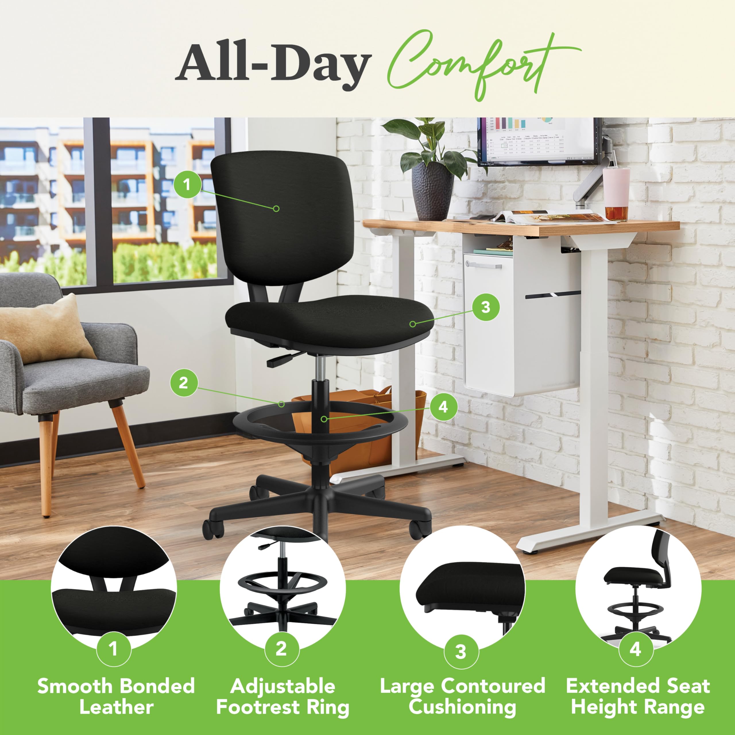 Amazon.com: HON Volt Standing Desk Chair, Leather Office