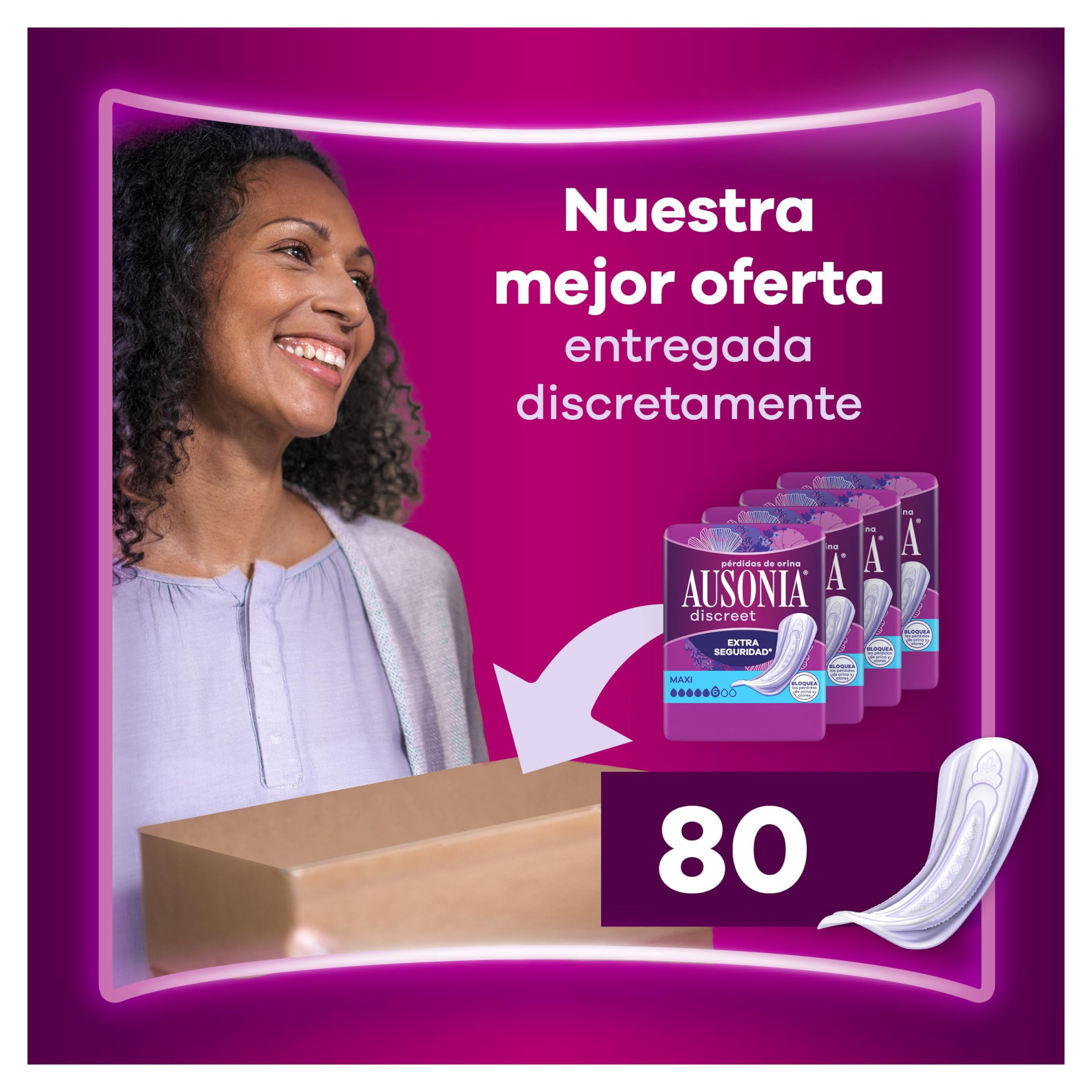 Ausonia Discreet Compresas Maxi, Pack de 40, Para Pérdidas De Orina Para Mujer, Extra Segura Y Discreta