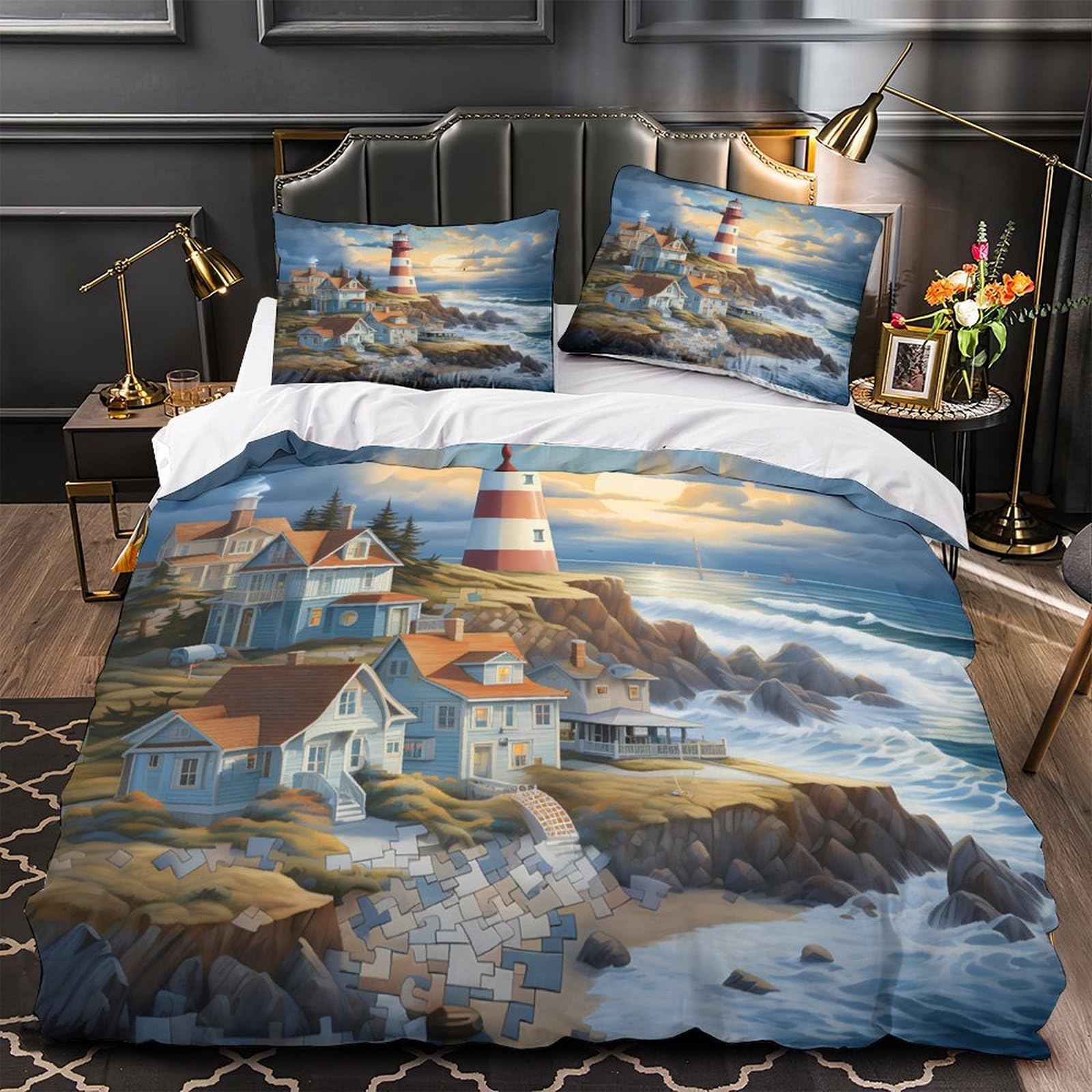Housse de couette 3D imprimée 135x200cm avec fermeture éclair douce et tissu léger