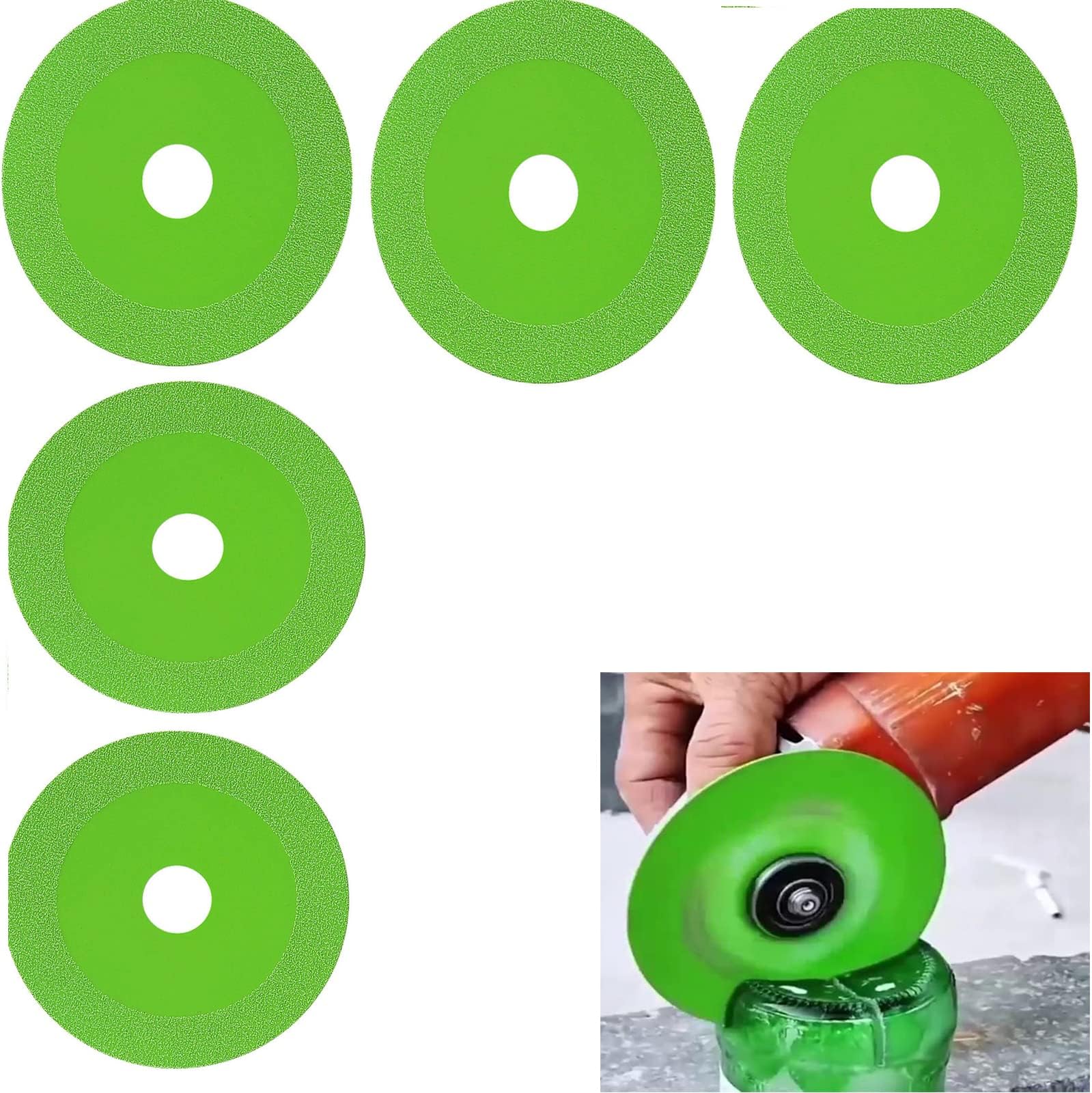 nansh 5PCS Glass Cutting Disc, 2022 New Angle Grinder Cut Off Wheel, Super Thin Diamond Tile Blade, Clear