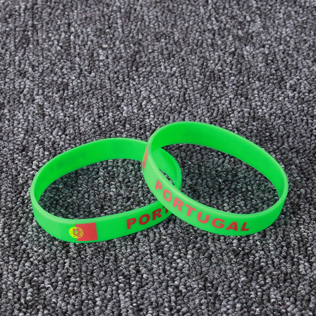 VOSAREA 5pièces Bracelet Imprimé Drapeau Portugal Silicone Décoratif pour Matchs de Football et Sports