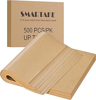 SMARTAKE 500 Pcs Parchment Paper Baking Sheets, 12x16 Inches Non-Stick P...