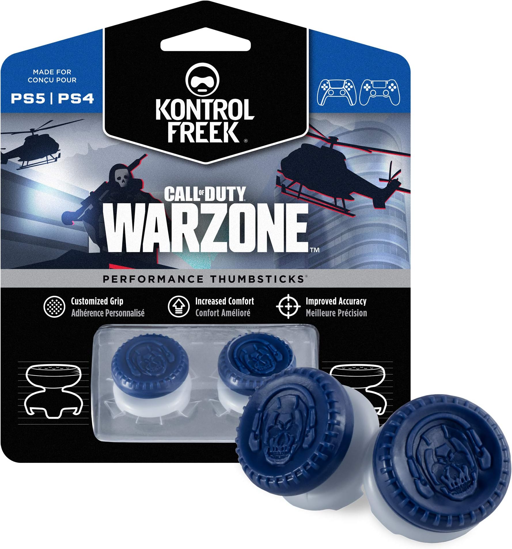 KontrolFreek FPS Freek COD Warzone PS4 Thumb Grips - Blue/Grey