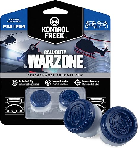 KontrolFreek Call of Duty Varillas de rendimiento Warzone para Playstation 4 (PS4) y Playstation 5 (PS5) 2 de alta altura, híbridas azulgris