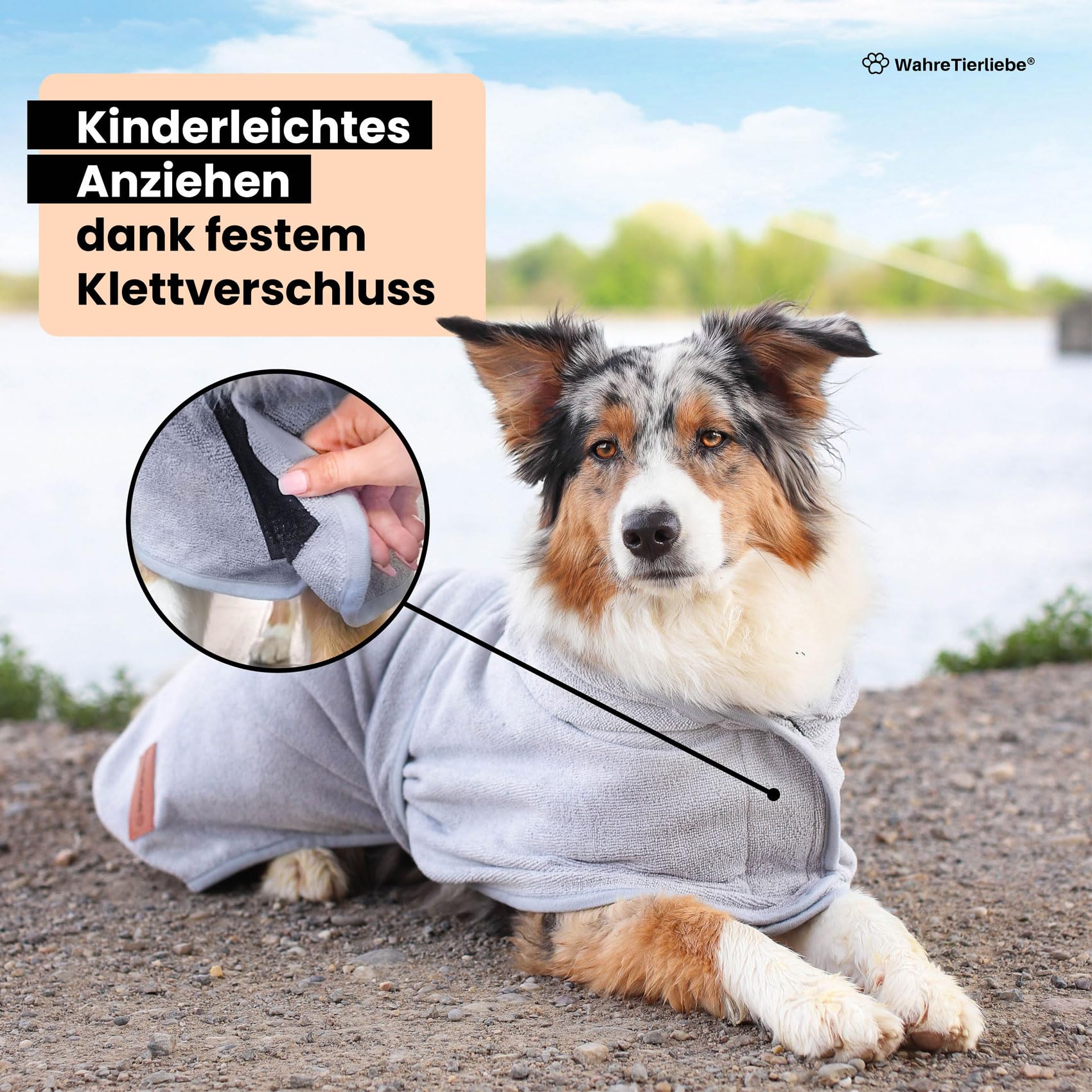 Wahre Tierliebe Hundebademantel waschbar - Trockenes Fell in nur wenigen Minuten - Hundehandtuch als kuscheliger Kälteschutz. Für Große, mittelgroße und kleine Hunde, Bademantel Hund, XL