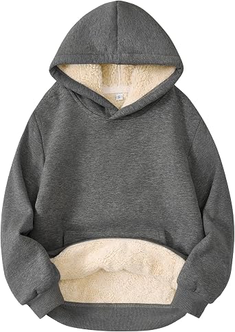Gihuo Girls Fleece Hoodie Sherpa Lined Sweatshirt Winter Warm Pullover