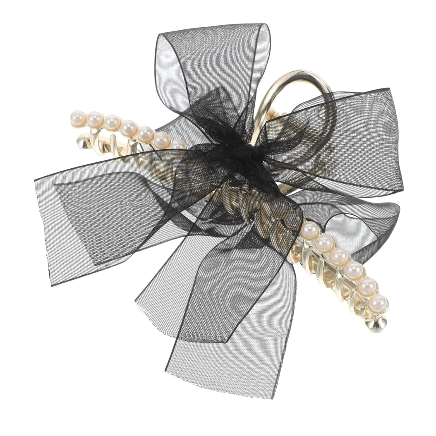 Elegant Large Faux Pearl Bow Hair Claw Clip for Women Decorative Shark Claw Hair Accessories Stylish Styling Tool for Thick and Curly Black Elegant Large Faux Pearl Bow Hair Claw Clip for Women Decorative Shark Claw Hair Accessories Stylish Styling Tool for Thick and Curly Black