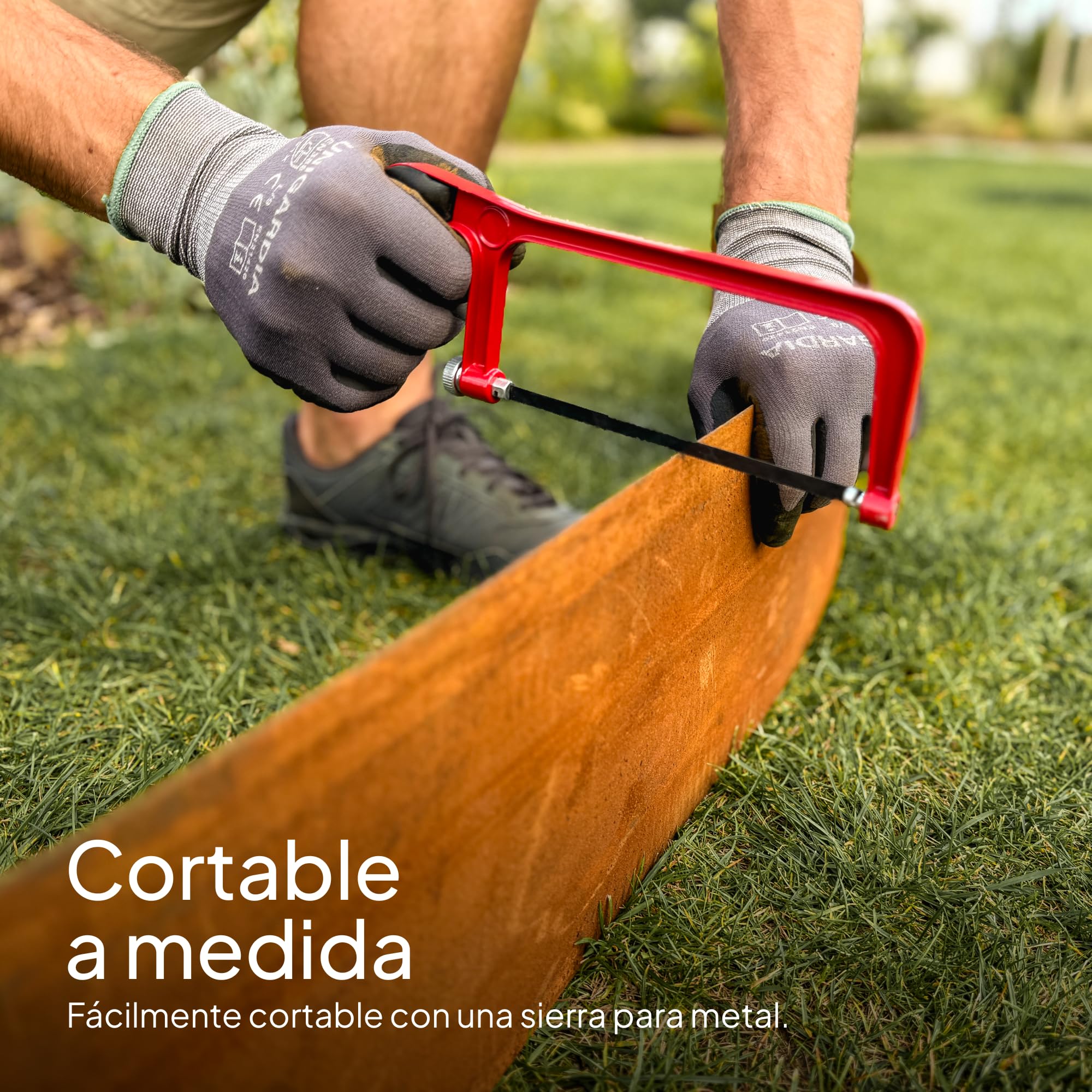 UNIGARDIA Bordura Acero Corten 10 m - Borduras Jardin Metálica 20 cm de Alto, 1 mm de Grosor - Fácil de Instalar - Separador Jardín Exterior con Pátina de Óxido, Incluye 1 Par de Guantes