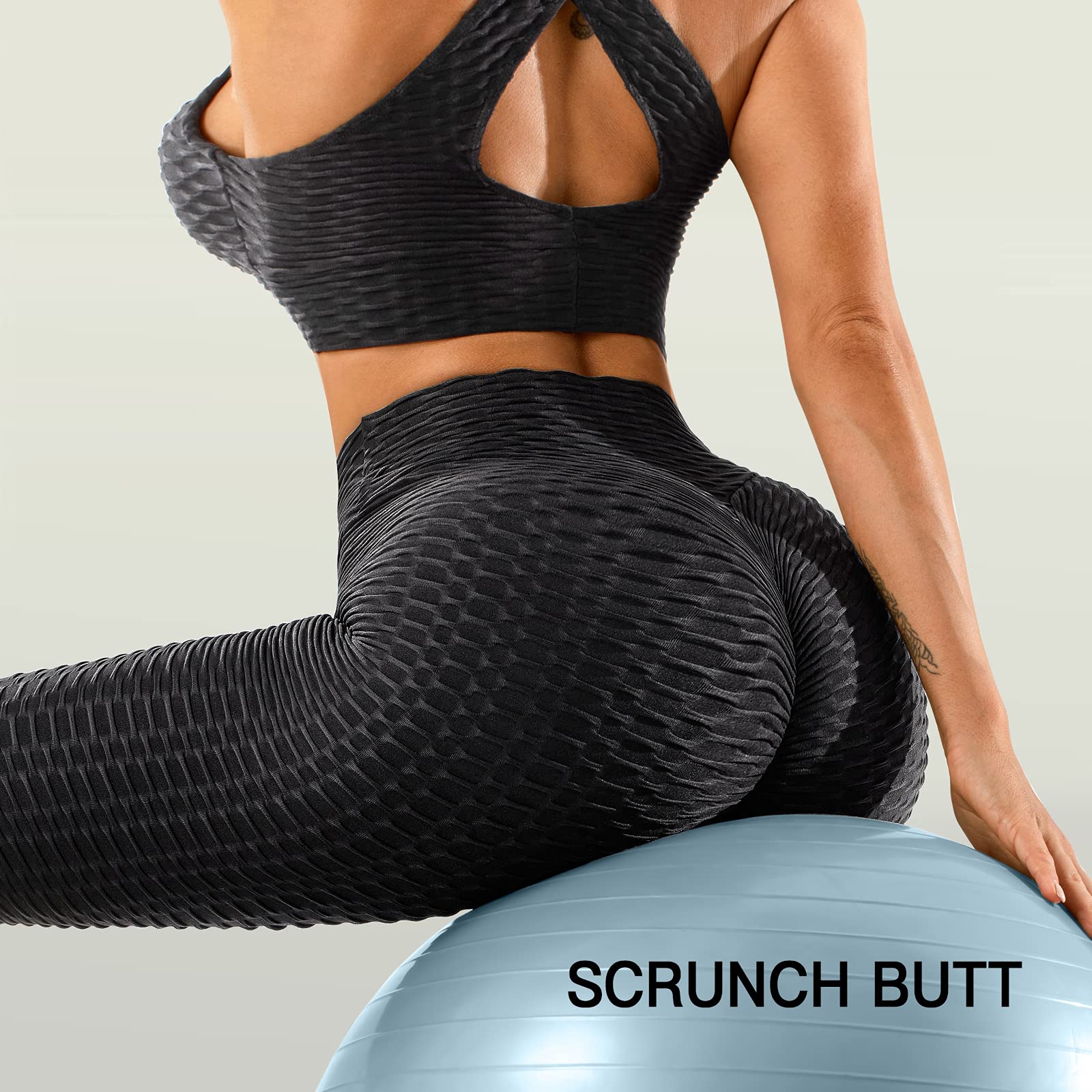 Oielai Tik Tok Damen Sport Leggings, High Waist Push Up Boom Booty Leggings mit Bauchkontrolle, Lange Sporthose Fitnesshose Yoga Leggings für Damen Mädchen