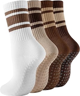BONANGEL Pilates Women’s Non-Slip Socks for Yoga Grip Cotton Socks for Ballet, Dance, Fitness, Sport