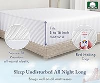 Vista 111 de California Design Den - Sábana ajustada de algodón, suave, 400 hilos, 100 % algodón, elástico que no se zafa, bolsillos profundos, refrescante