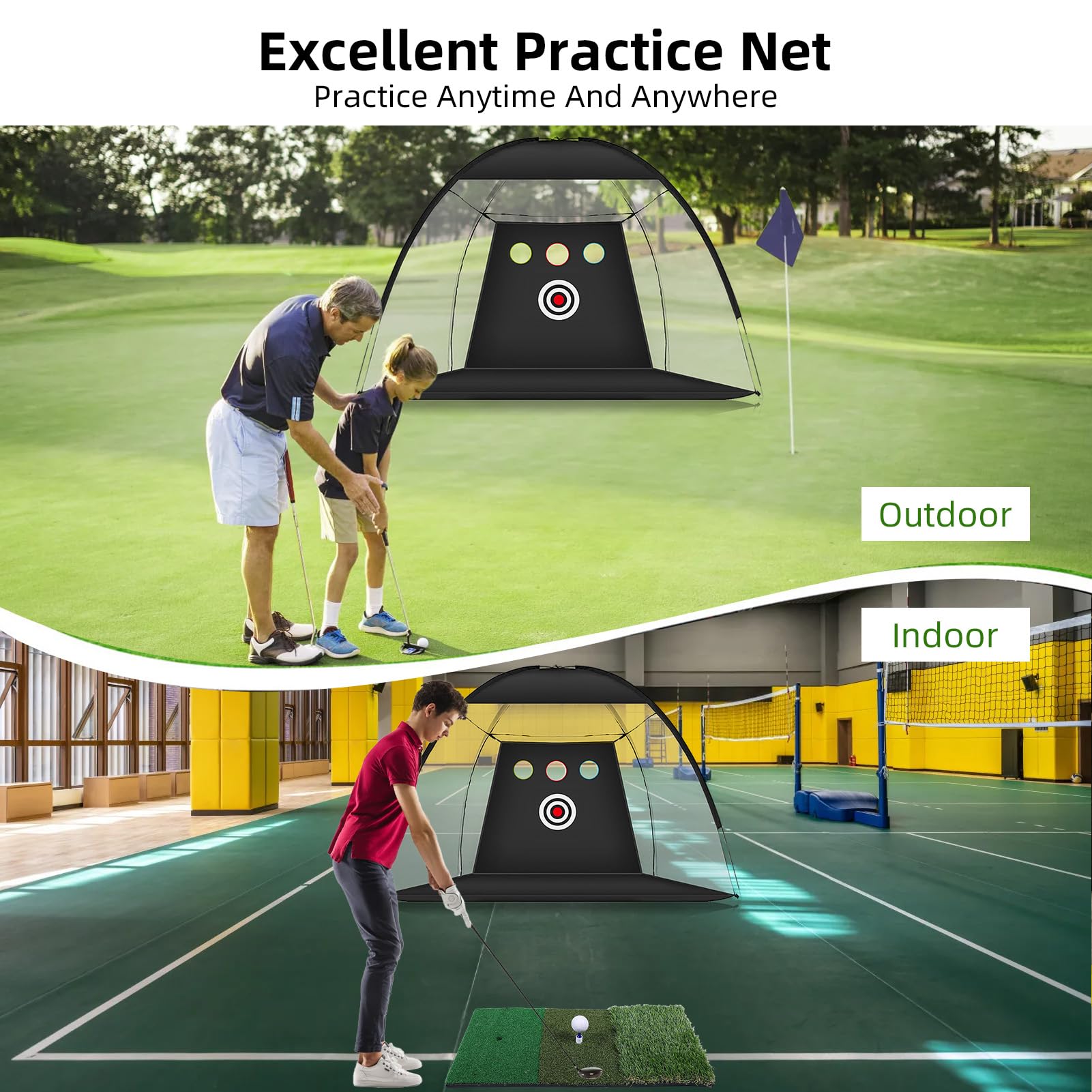 Golfnetz, 10 Fuß -Übungsnetz mit Übungsmatte für das Hinterhof-Chipping-Swing-Training, Tragbar, Einfach Aufzubauen, Langlebiges Polyesternetz, Geschenk für Männer
