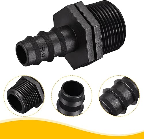 Miniatura 4 de MECCANIXITY Accesorios de riego por goteo de 0.610 in de púas a rosca macho G34 para tubos de 12 pulgada (negro, paquete de 4)