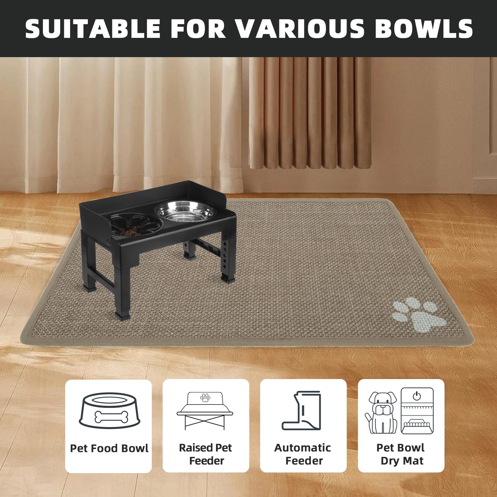 PUPTECK Tappetino per cibo per cani, tappetino assorbente per cibo e acqua, tovaglietta antiscivolo per cani, impermeabile, accessori per animali domestici, cachi, XL