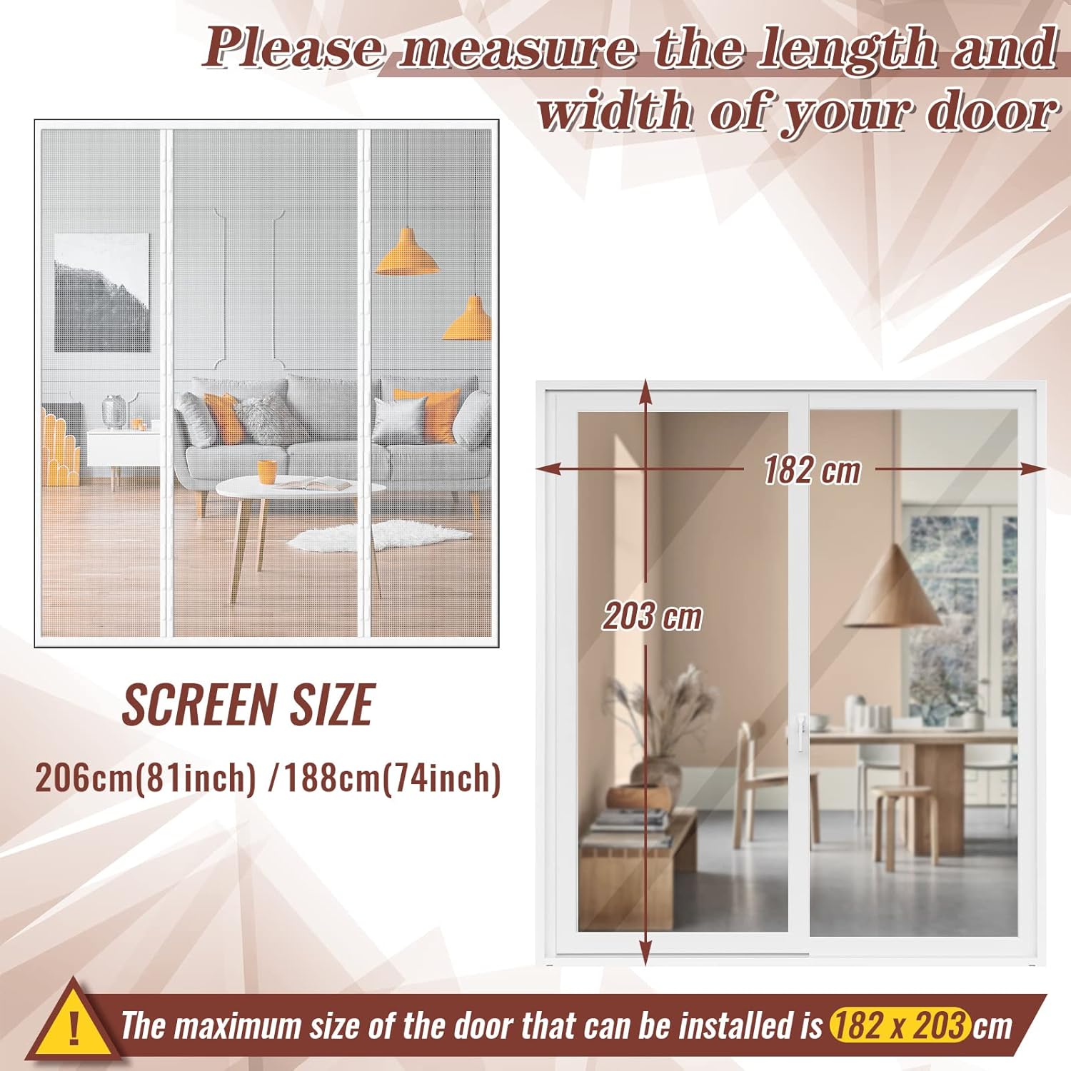 Fly Screen Door Window Fly Screens Mesh 188 x 206 cm Double Door Fly Screens for Patio