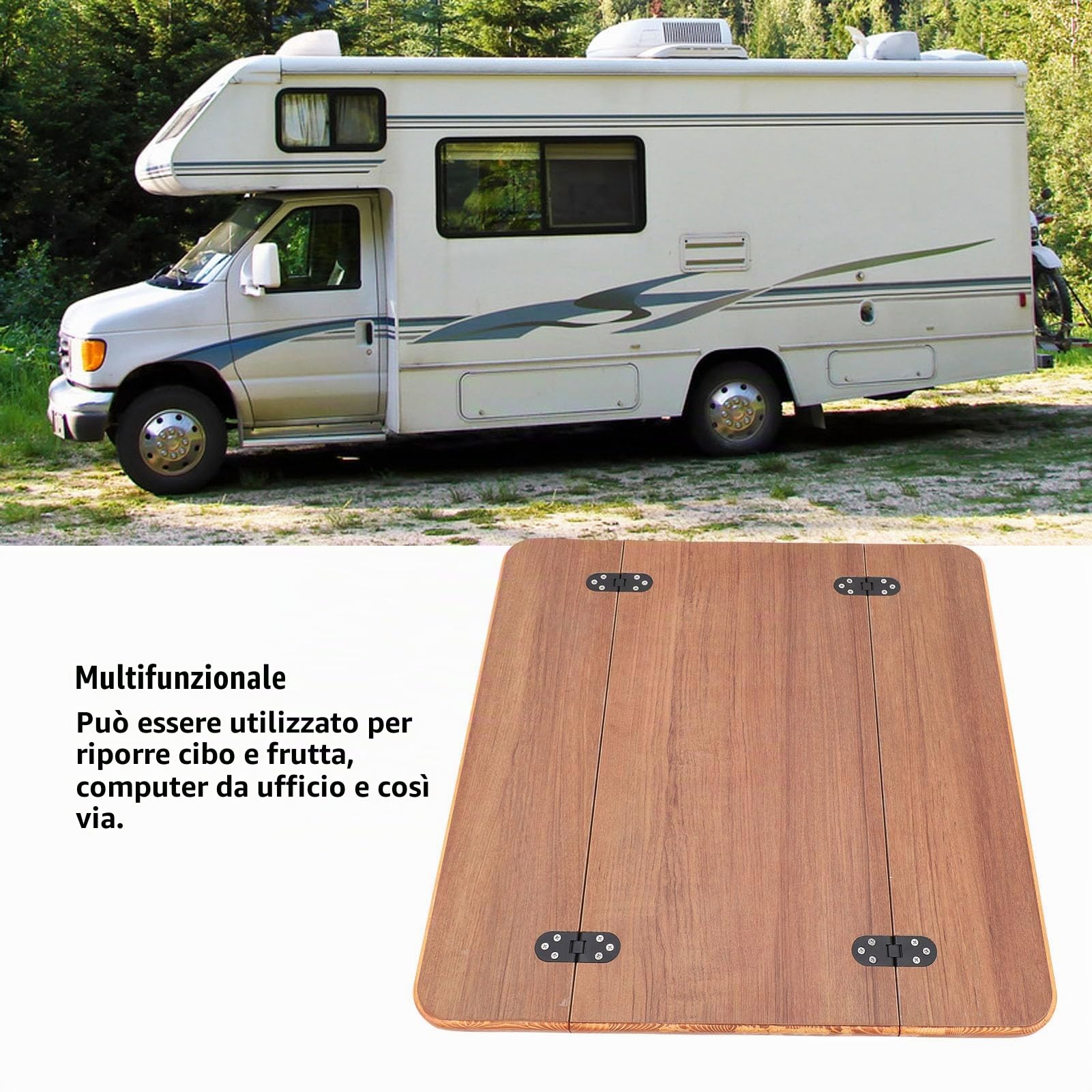 Top Tavolo, Tavolo Marino a Barca Pieghevole Rimovibile in Legno Sostituzione per Roulotte di Navi Yacht, Scrivania del Pontone, Accessori (Brown (595x580mm/23.43x22.83in))