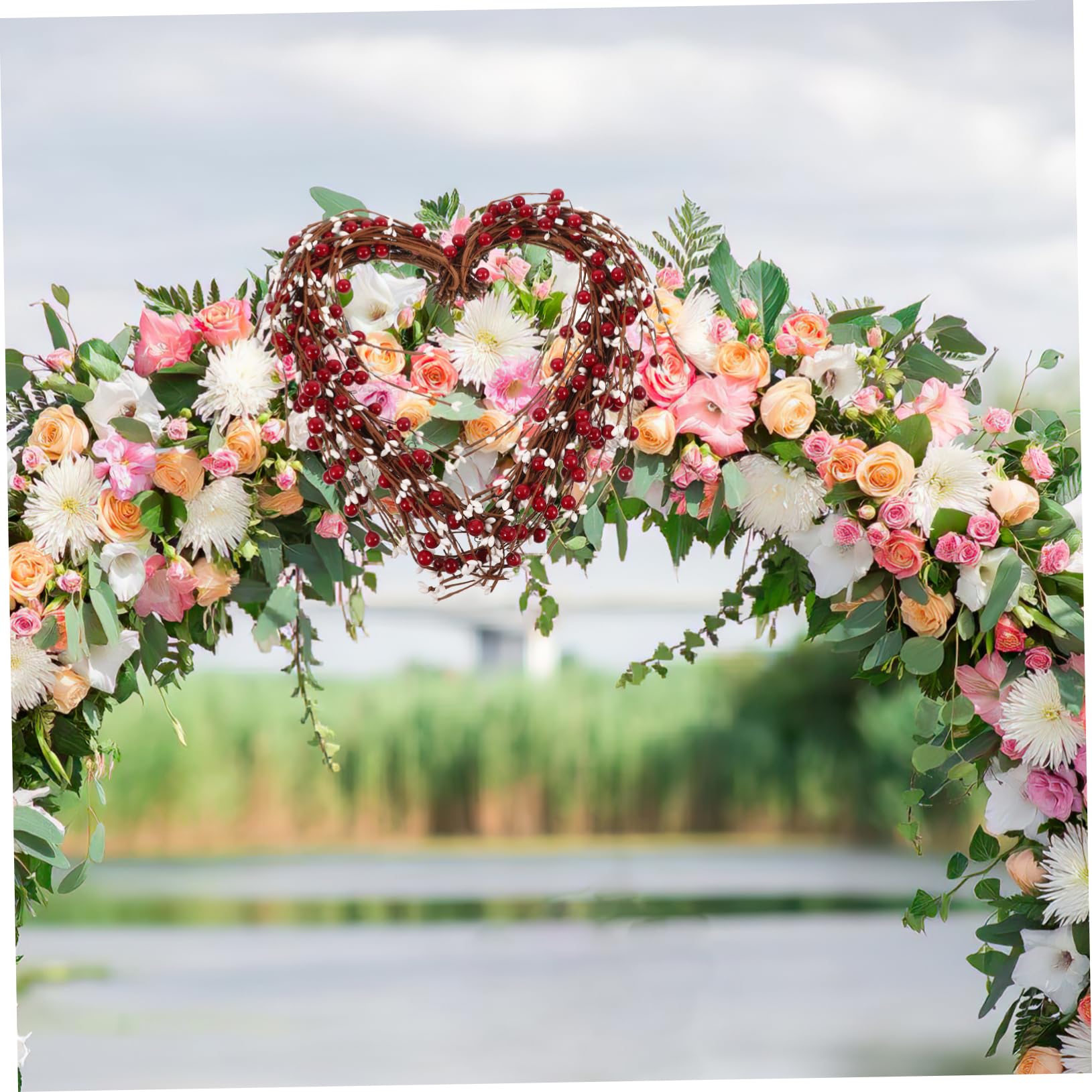 Guirnalda Colgante De Artificial Forma De Corazón para Decoración De Puerta San Valentín Adorno Festivo De Diseño Rústico y Chic para Celebraciones y Decoraciones del Hogar