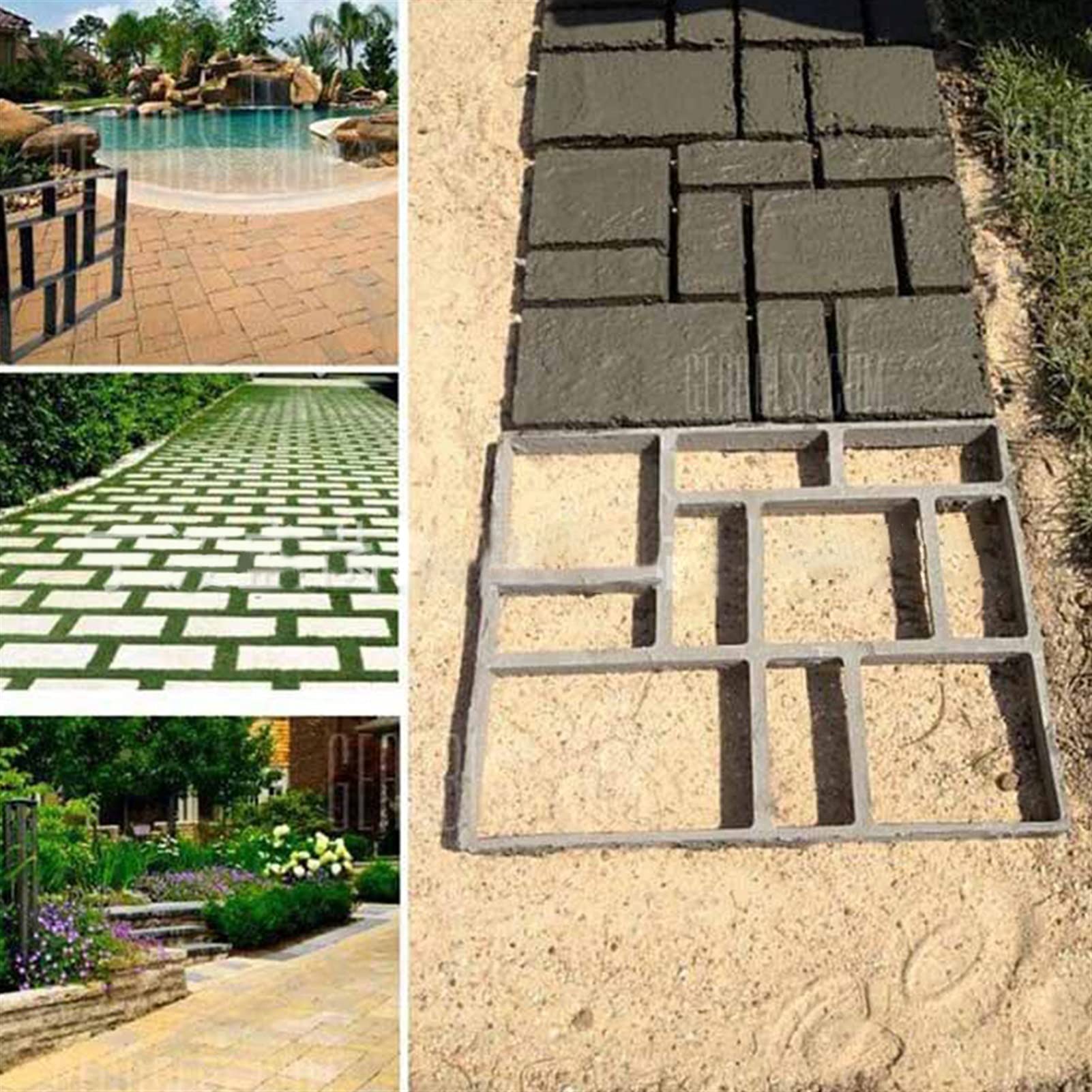 Molde Para HormigóN,Moldes Hormigon Impreso Moldes de hormigón Molde de ruta DIY Reutilizable Reutilizable Pavimento Molde Cemento Molde de ladrillo Molde de piedra Piso de jardín Road Pave Scaper(C 4