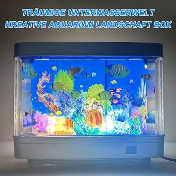 LED Dynamic Virtual Fish Tank - Artificial Mini Aquarium Lamp Laval Lamp Artificial Aquarium Night Light Landscape Ocean