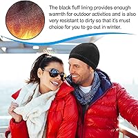 Vista 3 de Gorro de invierno para hombre, cálido, de punto, con puños, para esquí, calavera, forro polar