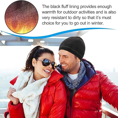 Miniatura 3 de Gorro de invierno para hombre, cálido, de punto, con puños, para esquí, calavera, forro polar