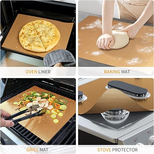 Miniatura 6 de SKYBD Paquete de 2 forros de horno para la parte inferior del horno, reutilizables, alfombrillas de teflón antiadherentes resistentes de 16 x 24