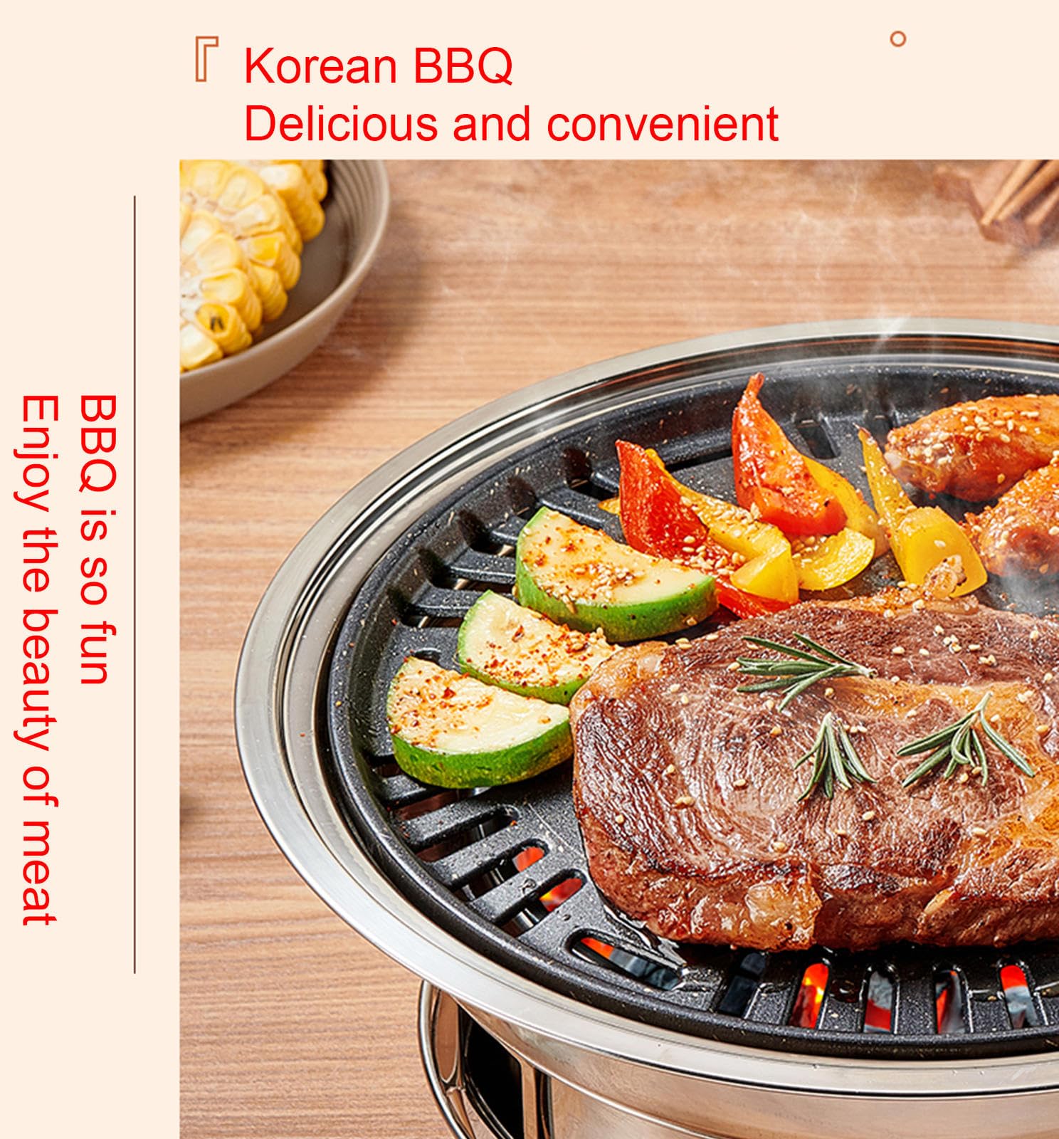 Griglia per Barbecue a Carbone, Griglia per Barbecue Coreana Antiaderente, Fornello a Carbone Portatile In Acciaio Inossidabile per Campeggio All'aperto per Feste In Casa