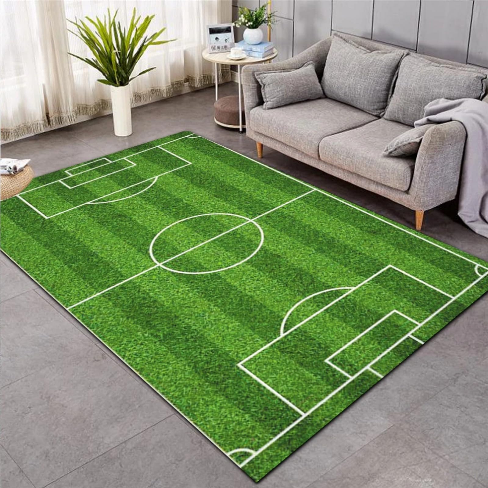 Tapis de chambre terrain de football 3D moelleux anti-poussière pour grand espace enfant