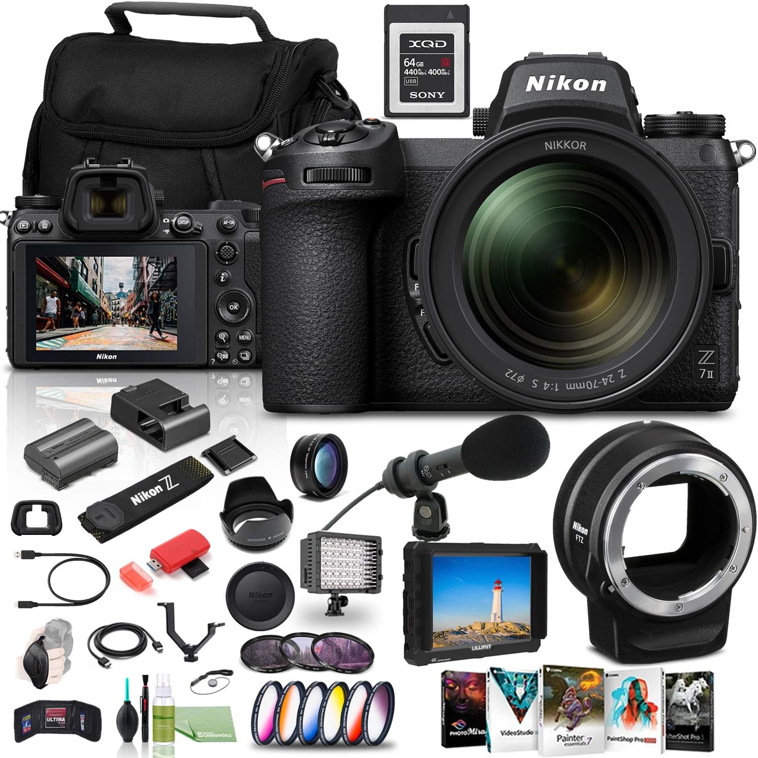 Nikon Z 7II Mirrorless Digital Camera 45.7MP with 2470mm Lens (1656) + FTZ Mount