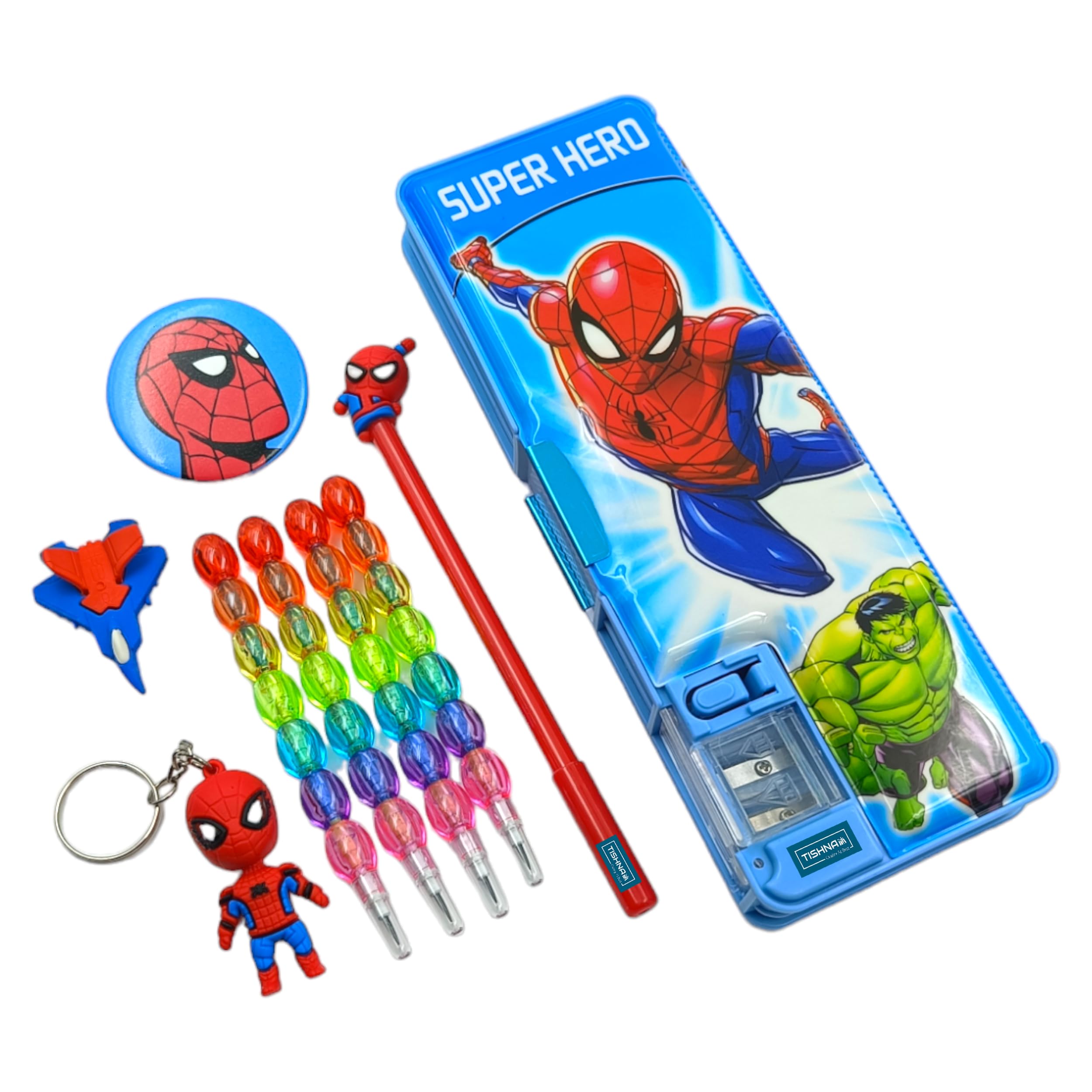 TISHNA Plastic Spiderman Pencil Box Case Led Light Magnetic Lock Dual Compartments Stationery School Kit (Cute Unicorn For Girls, Kids, Students), Multicolor (B0CRPHR3M4) Amazon Price History, Amazon Price Tracker