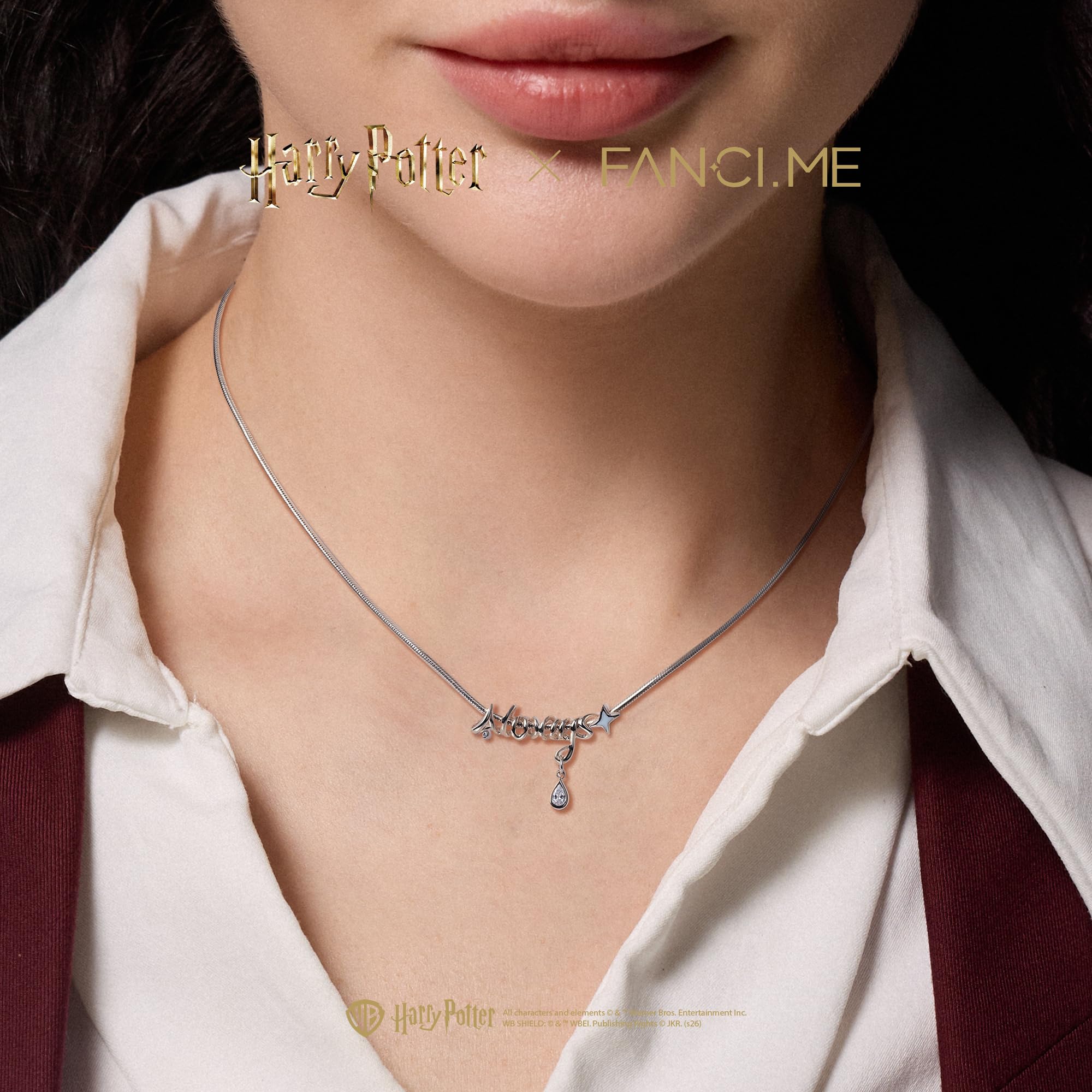 FANCIME Harry Potter x Kollaboration - Always Halskette Armband, Silber, Sterling Silber Schmuckgeschenke für Damen Mädchen