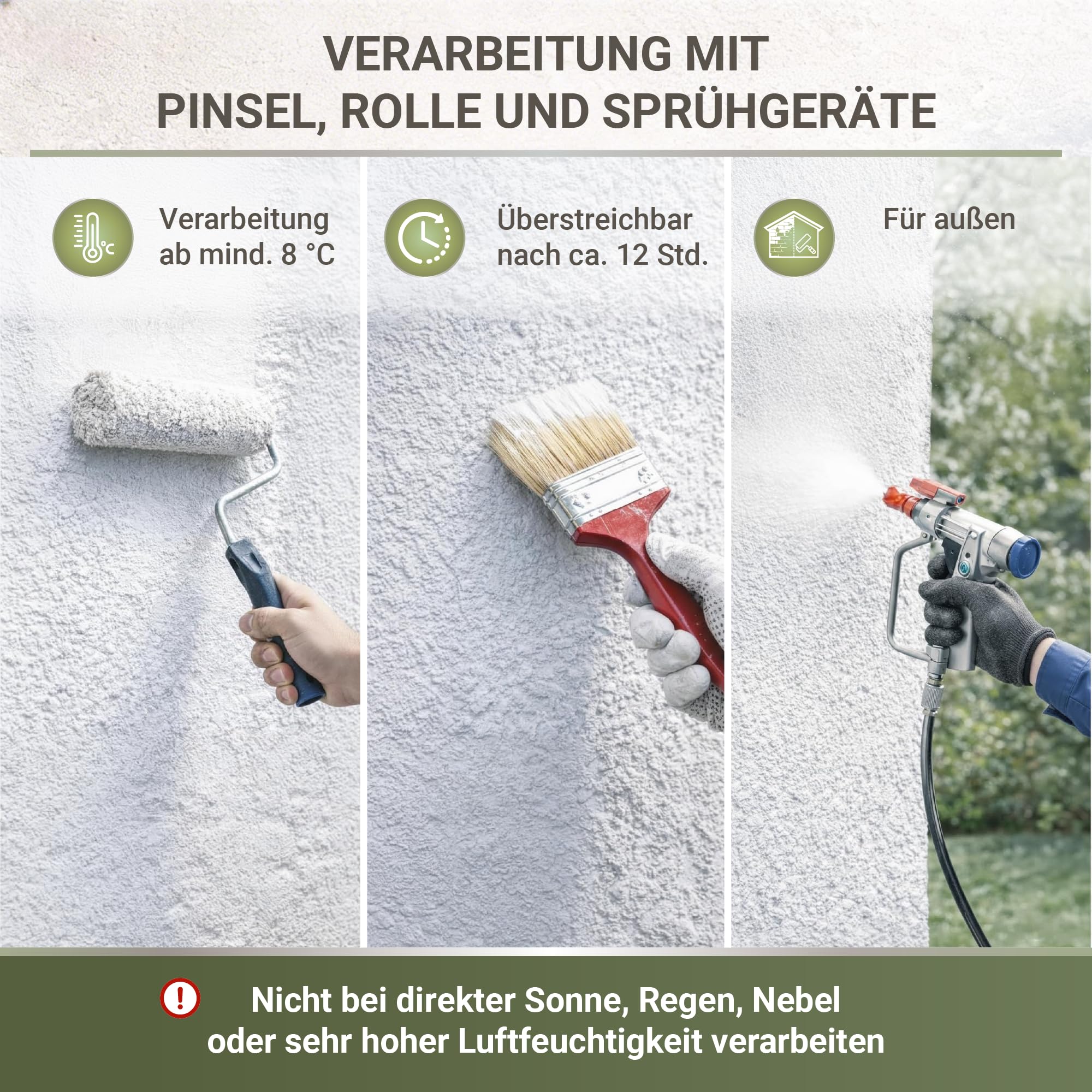 derendo Silikat Fassadenfarbe weiß matt, mineralische Silikatfarbe 10l | hoch diffusionsoffen für Putz, Beton, Mauerwerk und Altanstriche im Aussenbereich