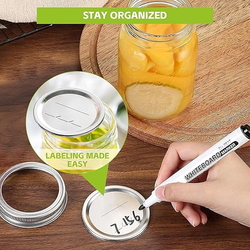 Miniatura 3 de LOVE MOMENT 48 tapas y anillos para conservas de boca regular, material de grado alimenticio, 100% de ajuste y herméticos para tarros Mason de boca