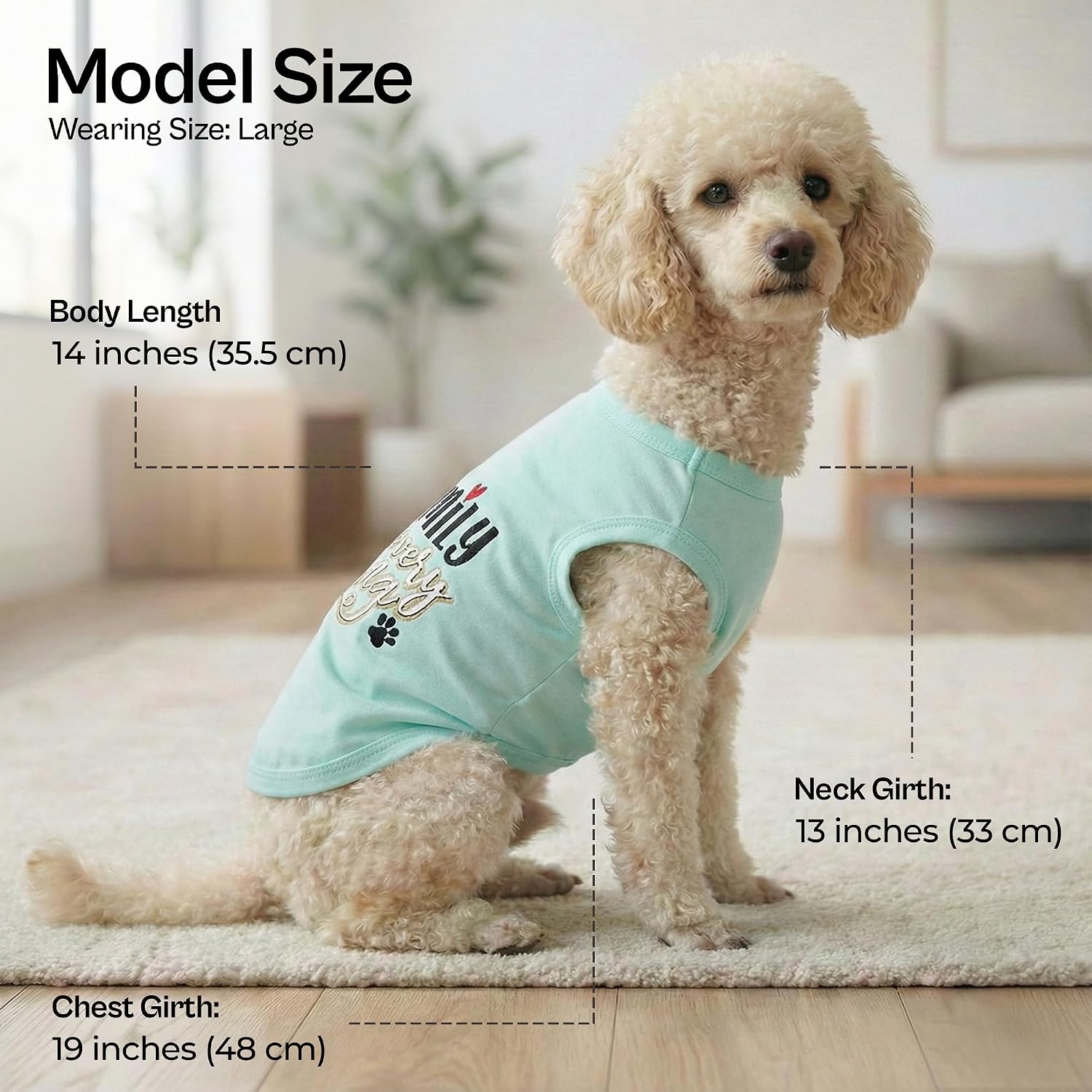 Parisian Pet Dog Shirt – 100% Cotton Shirts for Large Dogs – Blue Sleeveless Pet Clothes – Lightweight and Breathable Dog Apparel – Family is Everything Dogs Clothes - Stretchy Pet T Shirts image 3