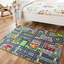 Children’s Grey Roads Car Activity Play Mat Educational Toy Nursery Room Bedroom Educational Animal Rug 80cm x 120cm