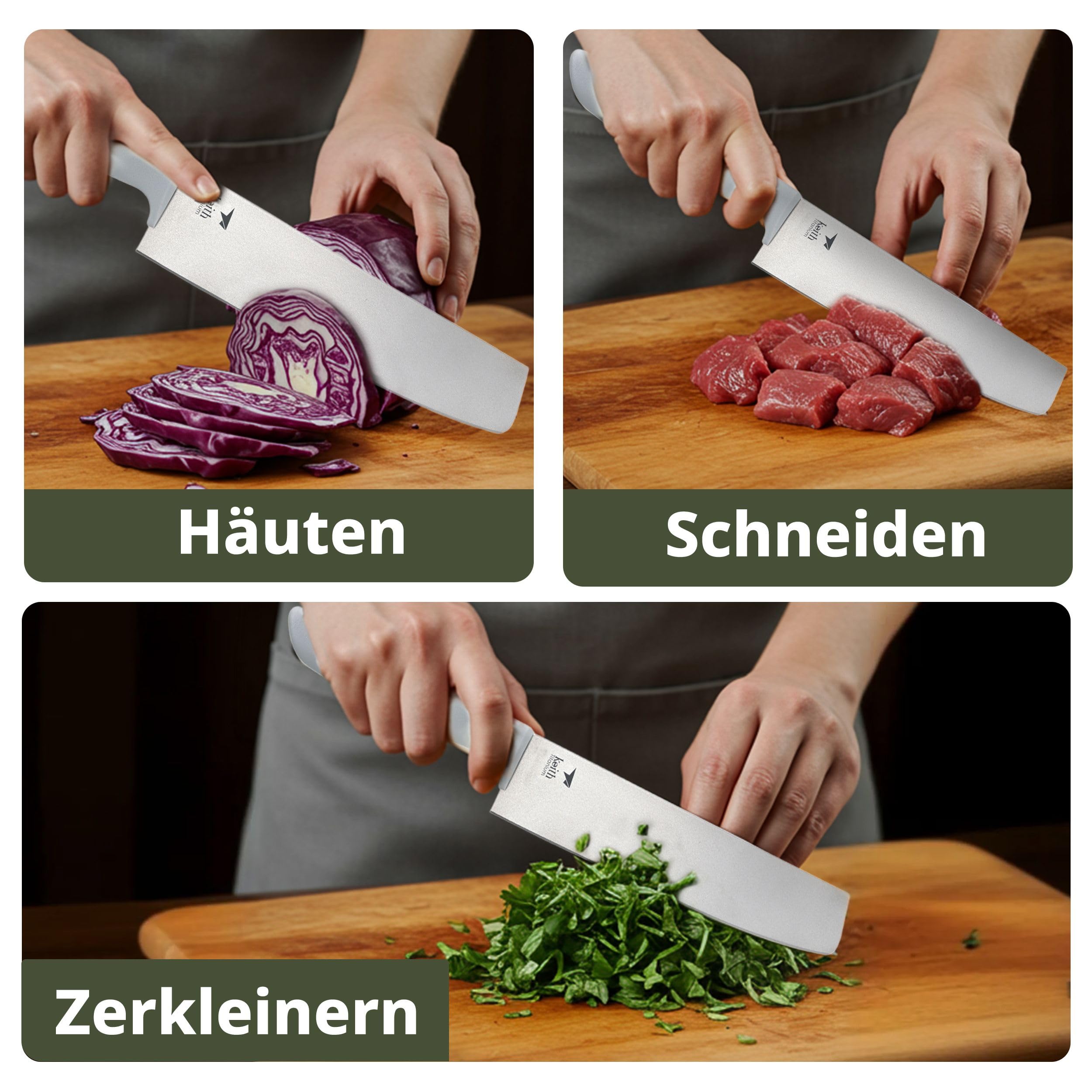 Keith Titanium Küchenmesser mit Scheide, Ti8743, Ultraleichtes Titanmesser für präzises Schneiden von Fleisch, Gemüse & Obst, Ideal für Indoor, Outdoor, Camping, Trekking (34,7 x 8,0 x 2,3 cm)