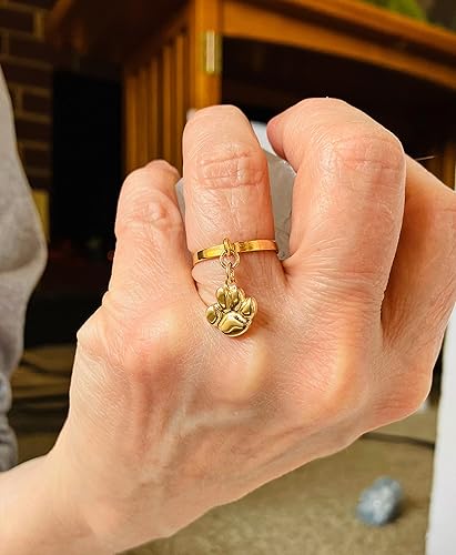Miniatura 4 de 14K Gold-Filled Puppy Paw Charm Ring, 14K Gold-Filled Ring, Smooth Textured Thin Band, Animal Pet Lovers Gift, Jewelry Inspirations