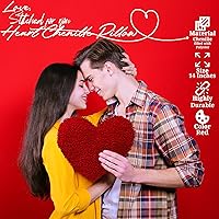 Vista 6 de Fun Express Almohada en forma de corazón de 14 pulgadas, almohadas de felpilla suave para decoración del día de San Valentín, almohadas decorativas