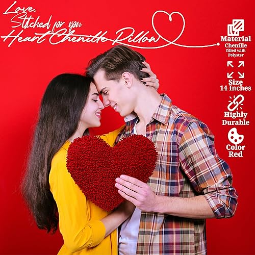 Miniatura 6 de Fun Express Almohada de felpilla en forma de corazón, 14 pulgadas, decoración del hogar para el día de San Valentín, para Navidad, San Valentín para