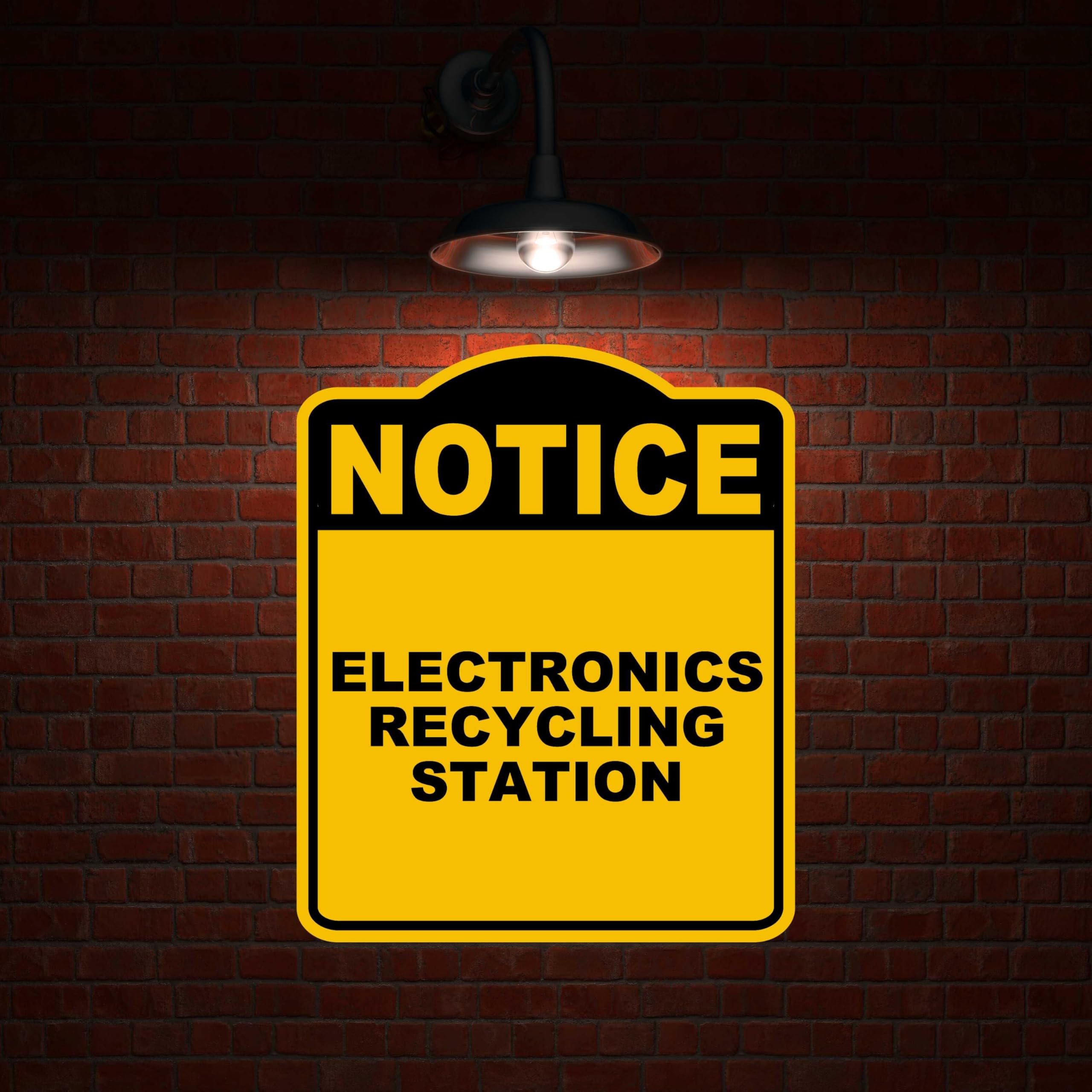 ELECTRONICS RECYCLING STATION Notice Yellow Black Aluminum Composite Sign 15 x 18 inches