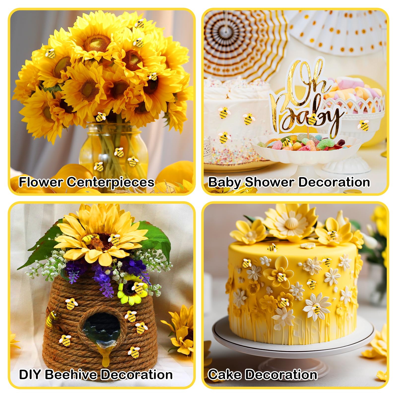 45 Pcs Tiny Resin Bees Small Plastic Bumble Bee Decor Honey Bee Decorations for Party Tiny Bees for Crafts Flatback Bee Shaped Embellishments Bee Charms for Bee Themed Birthday Party Table Decoration