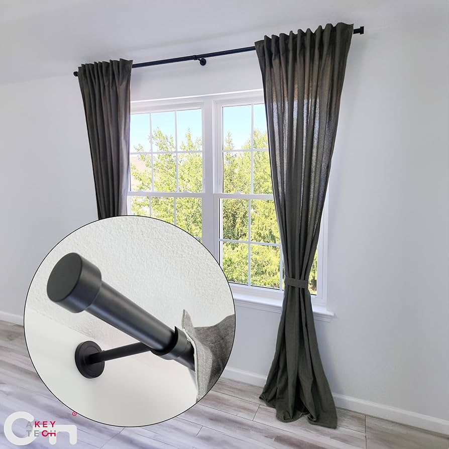 4pcs Stainless Steel Black Ceiling Curtain Pole Holders Brackets Wall Mounted Curtain Rod Bracket For Bathroom Closet 16mm