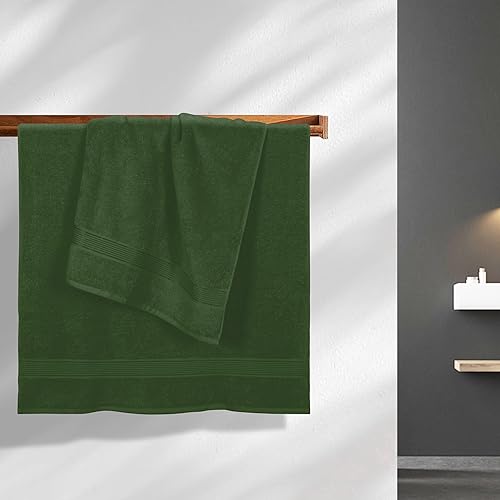 Miniatura 7 de Belizzi Home Juego de 2 toallas de baño de algodón de gran tamaño de 28 x 55 pulgadas, toallas de baño grandes, ultra absorbentes, compactas, de