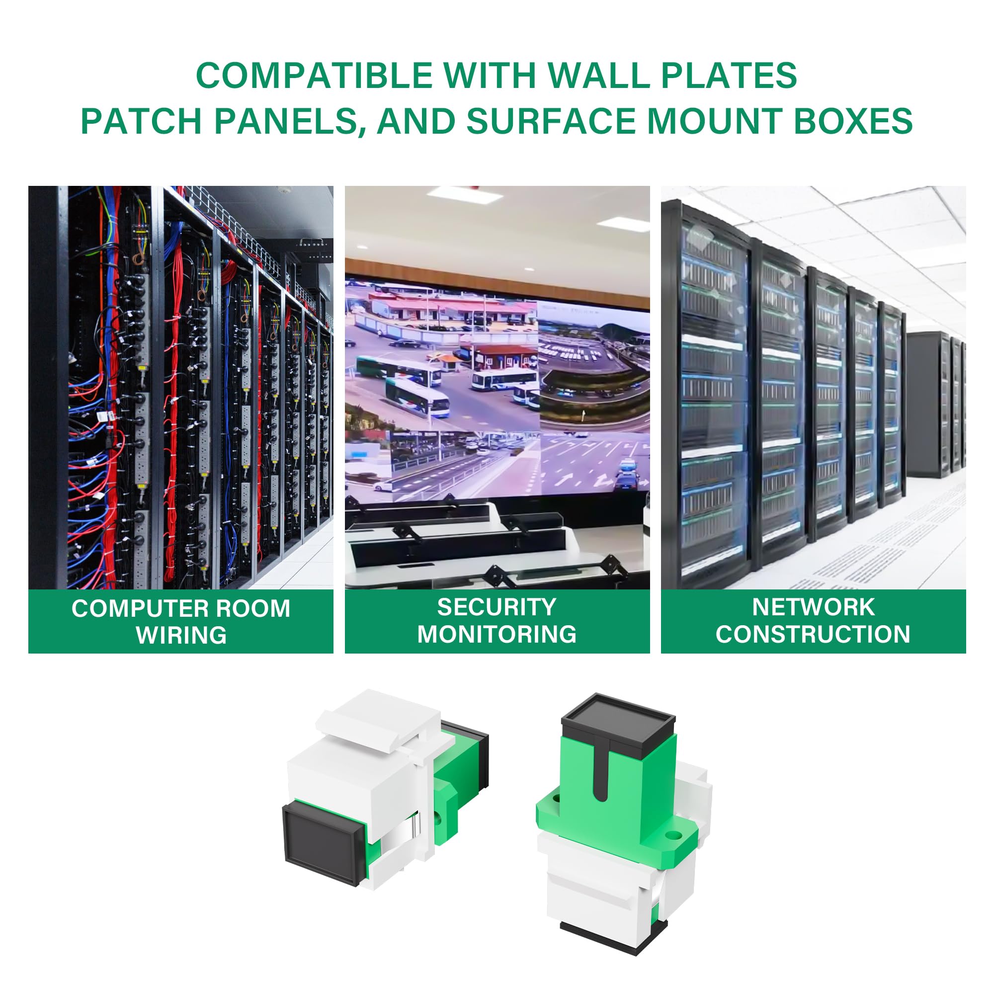 SC APC Fibra Óptica Acoplador Monomodo, 2 Unidades Adaptador Hembra a Hembra para Panel de Parche