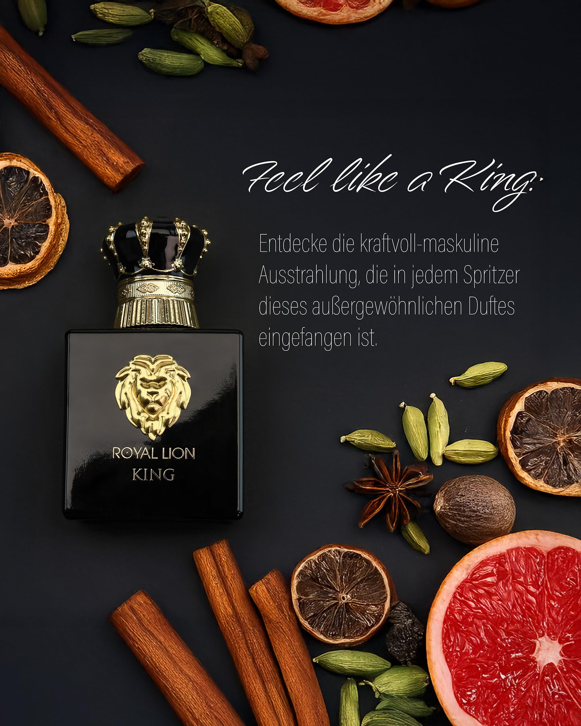 ROYAL LION KING Extrait de Parfum für Herren – Langanhaltend, intensiv, frisch-würzig & holzig – Luxuriöses Elixier für Männer