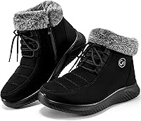 Alicegana Women's Winter Snow Boots: Warm Fur Lined Slip-On Ankle Booties, Anti-Slip Waterproof Outdoor Comfort