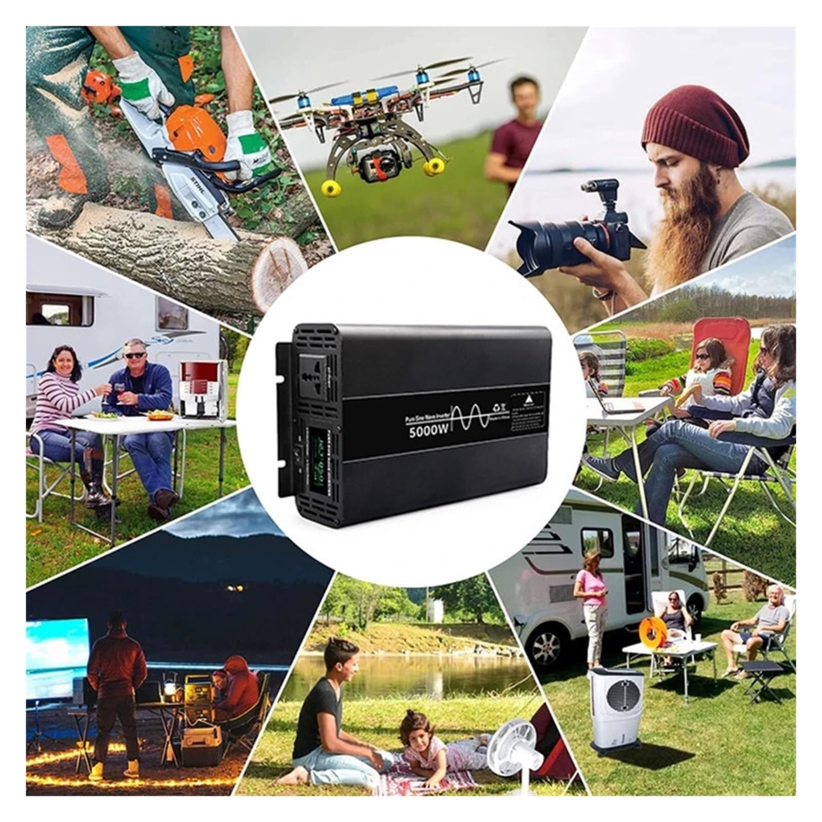 4000W 5000W 7000W Przetwornica Czystej Fali Sinusoidalnej Potężny DC 12V Do Napięcia AC 50HZ Konwerter Mocy Słoneczne Falowniki Samochodowe Wyświetlacz LED Bezpieczne Niezawodne(12V 7000W)
