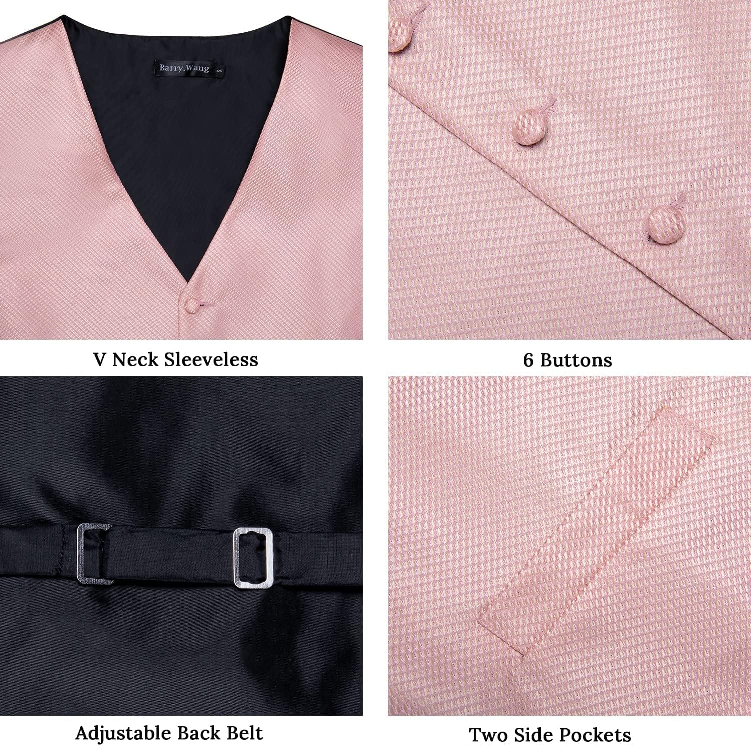 DiBanGu Men's Suit Vest Formal Men Paisley Vest Jacquard Tie Waistcoat Hanky Set With Tie Ring Wedding Party 5PCS - Image 4