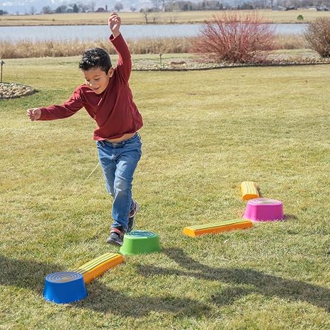 edxeducation Step-a-Trail - 6 Piece Backyard Obstacle Course for Kids - Indoor and Outdoor - Build Coordination and Confidence - Physical and Sensory Play